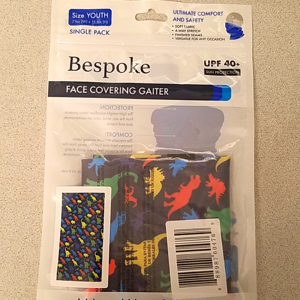 🆕️ Bespoke Face covering gaiter "Dinosaurs" Youth